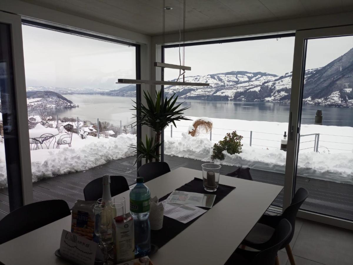 Moderne Unterkunft Mit Panoramablick Auf Thunersee Krattigen エクステリア 写真